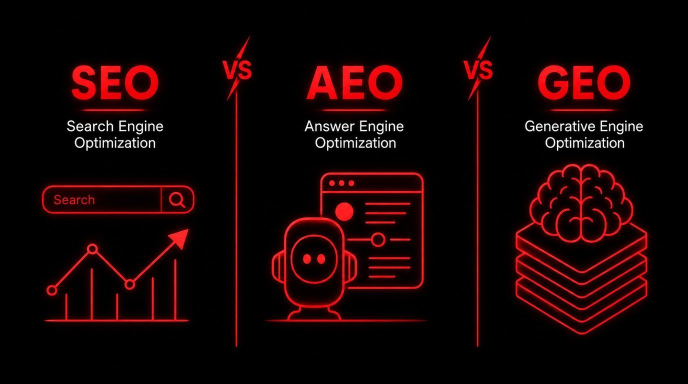 SEO vs AEO vs GEO: cómo optimizar para que la IA cite tu marca